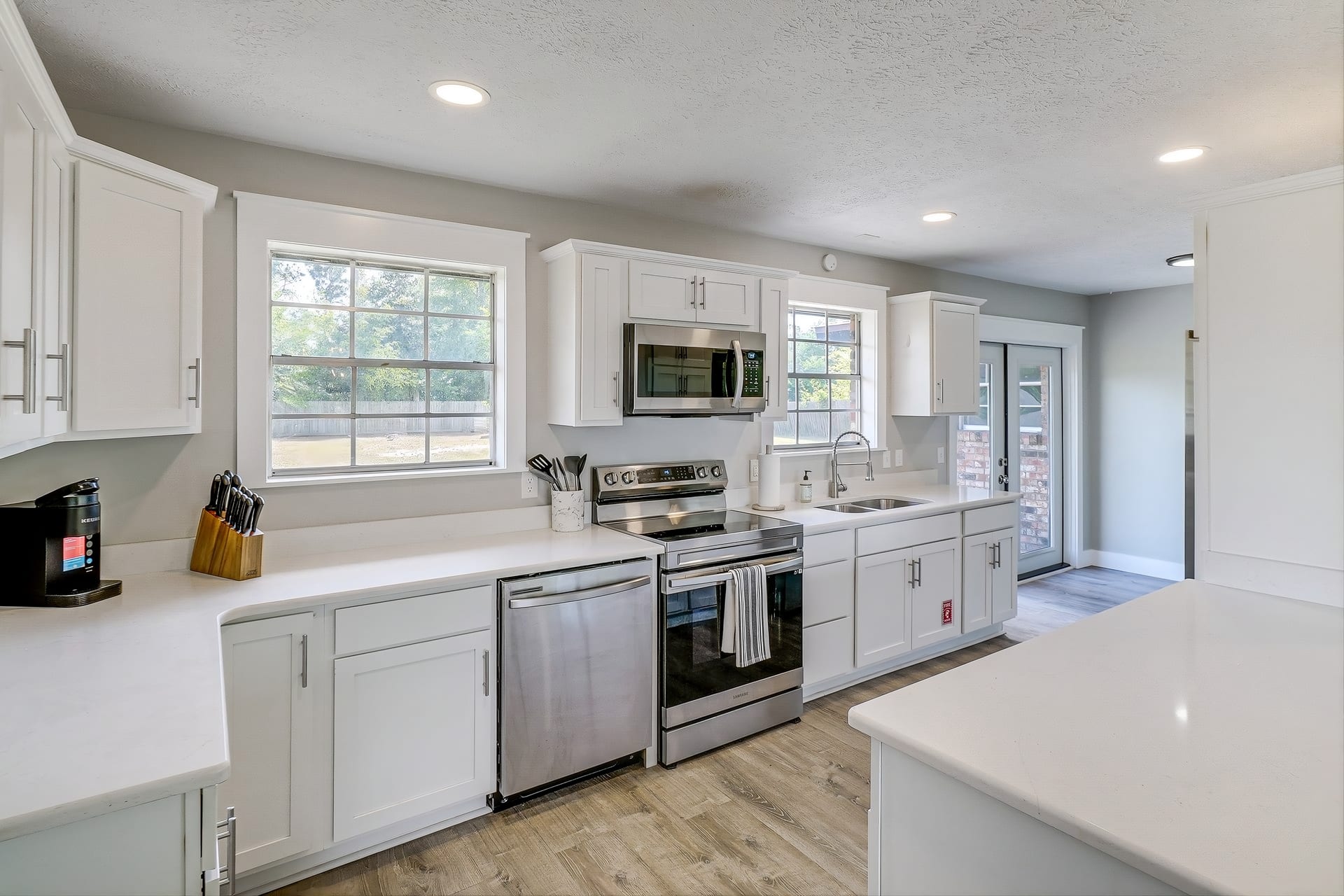 Fully equipped kitchen with stainless appliances