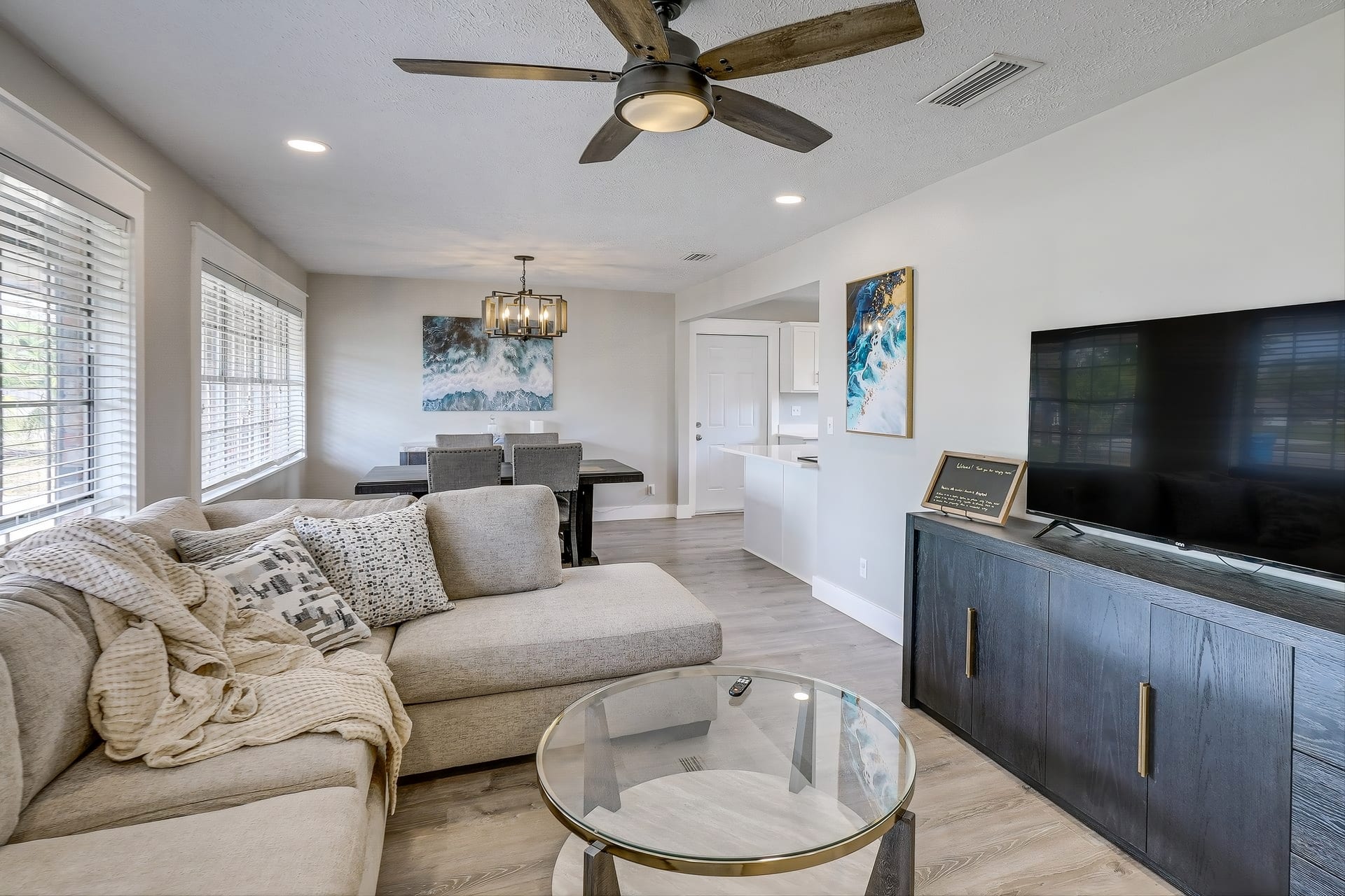Bright living room with Smart TV