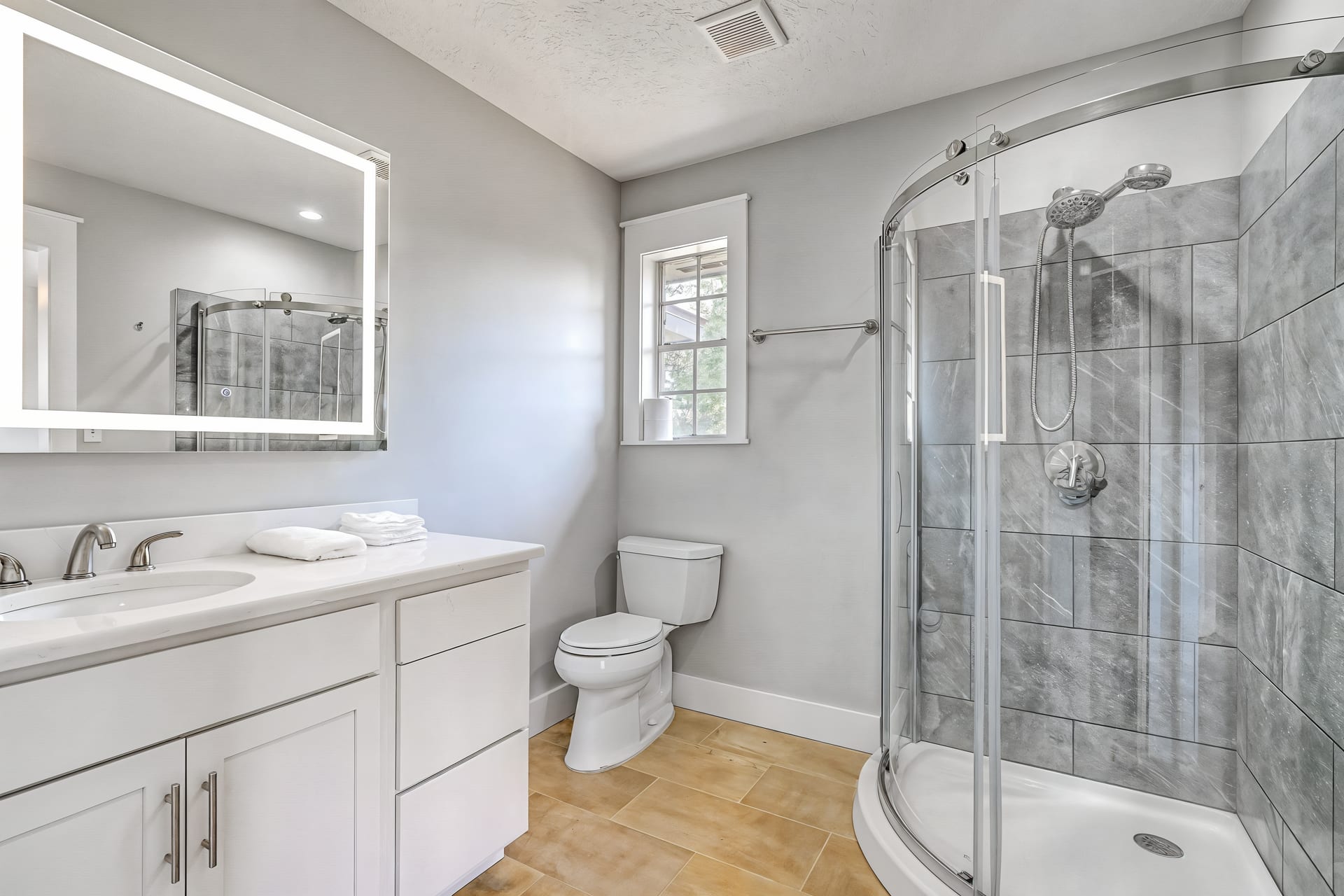 Modern bathroom with walk-in shower