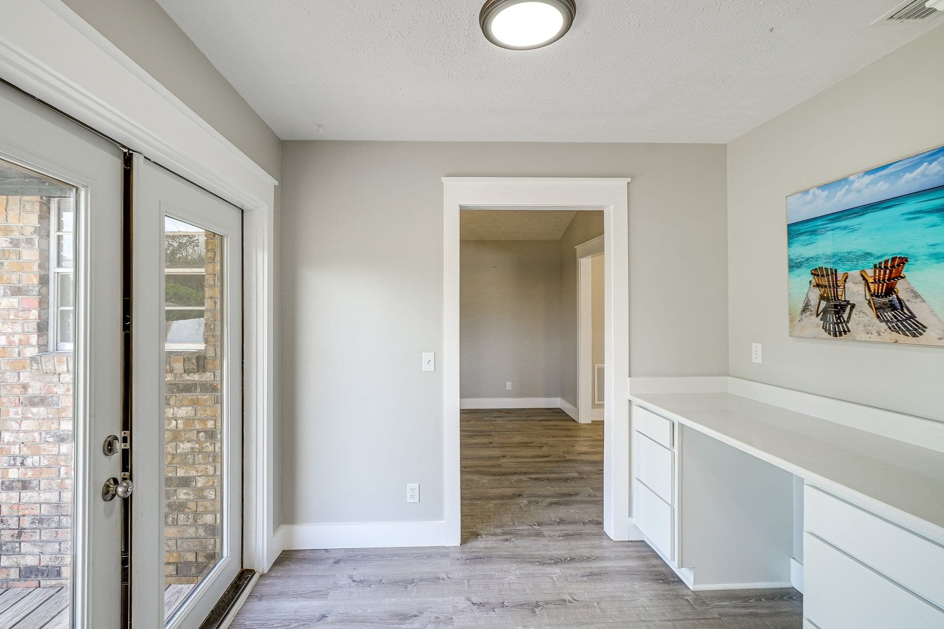 Flex nook with French doors to the patio